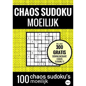Afbeelding van Sudoku Moeilijk: CHAOS SUDOKU - nr. 4 - Puzzelboek met 100 Moeilijke Puzzels voor Volwassenen en Ouderen