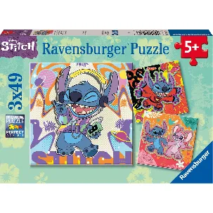 Afbeelding van Ravensburger puzzel Disney Stitch - Drie puzzels - 49 stukjes - kinderpuzzel