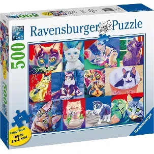 Afbeelding van Ravensburger puzzel Hallo katjes - Legpuzzel - 500 extra grote stukjes