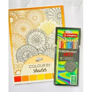 Afbeelding van Kleurboek voor volwassen ''Bloemen 2'' + 12 Stabilo kleurpotloden - Schaduw Kleurboek voor volwassenen - Kleurpotloden voor volwassenen - Potloden volwassenen - Kleuren - Stiften - Kleurboek voor volwassenen bloemen