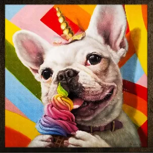 Afbeelding van Eagle® Diamond Painting Volwassenen - Hond met Regenboogijs - 30x30cm - Ronde Steentjes