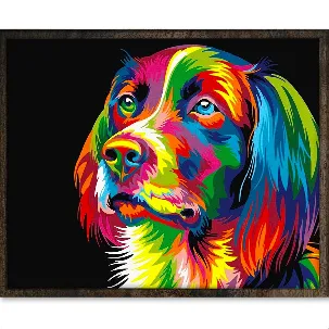 Afbeelding van Eagle® Diamond Painting Volwassenen - Gekleurde Hond - 50x40cm - Vierkante Steentjes