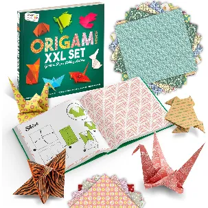 Afbeelding van Craft Sensations Origami papier XXL Set - 135 Vouwblaadjes 19.5 x 19.5 CM - 24 Vouwvoorbeelden - 70 grams - Prachtige Prints - Knutselen voor Kinderen