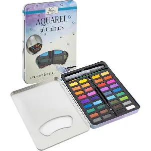 Afbeelding van Nassau Fine Art Professionele Aquarelverf set | 36 verschillende kleuren aquarelverf - 1 Waterbrush - 1 HB Potlood - 1 Penseel | Verfset voor Kinderen en volwassenen