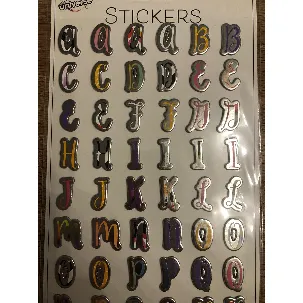 Afbeelding van Stickers Alfabet mix kleur 36 letterstickers (per vel) +- 2 cm hoog en +- 2 cm lang