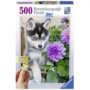 Afbeelding van XL Legpuzzel - Schattige Husky - 500 extra grote puzzelstukken- Ravensburger- oudere/slechtziende