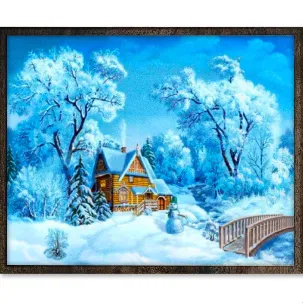 Afbeelding van Eagle® Diamond Painting Volwassenen - Sneeuw Landschap - 50x40cm - Vierkante Steentjes