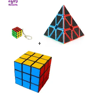 Afbeelding van Happy Trendz® Cadeau set Kubus - Cubes set - 3 stuks - Pyramide Cube - Color Cube - Sleutelhanger - schoencadeau - Gift Concentratie - Tegen Verveling