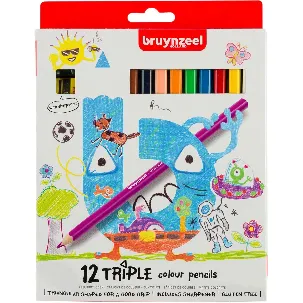 Afbeelding van Bruynzeel Kids Triple kleurpotloden set 12