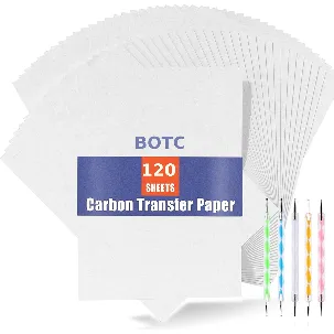 Afbeelding van BOTC A4 Carbonpapier - 120 stuks - met 5 Overtrekpennen - Wit