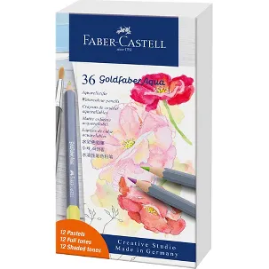 Afbeelding van Faber-Castell aquarelpotlood - Goldfaber - blik 36 stuks - pastel + standaard kleuren - FC-114639