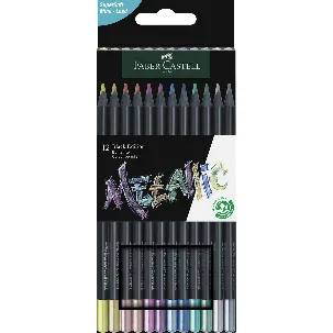 Afbeelding van Faber-Castell kleurpotlood - Black Edition - 12 stuks Metallic in karton etui - FC-116415