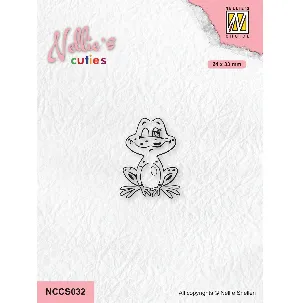 Afbeelding van NCCS032 - Nellie Snellen Clear Stamp Frog 2 - stempel kikker zittend - knipoog - beterschap - love - liefde