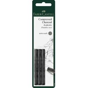 Afbeelding van Faber-Castell houtskool - Pitt Monochrome - geperst - extra soft - 3 stuks blister - FC-129996