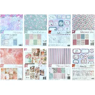 Afbeelding van Joy!Crafts Papiersets / 8 verschillende papiersets in een Tea, Ballerina, Flamingo thema - VOORDEELPAKKET / Hobbypapier om kaarten te maken, voor home deco, scrapbooking, menukaartjes, naamkaartjes en vele andere.