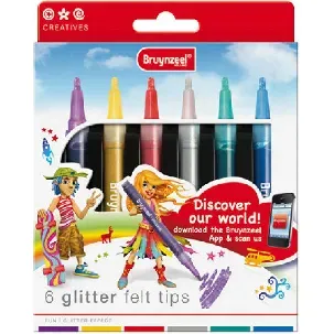 Afbeelding van Bruynzeel glitter viltstiften 6 stuks