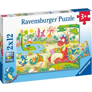 Afbeelding van Ravensburger puzzel Lievelingsdino's - Twee puzzels - 12 stukjes - kinderpuzzel