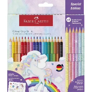 Afbeelding van Faber-Castell kleurpotloden - Grip Unicorn - 18 colour grip + 6 sparkle pastel + unicorn stickers - FC-201543