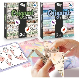 Afbeelding van Craft Sensations Origami Papier - Set van 2 Origami Boeken met 150 Vouwblaadjes per Boek - Verschillende Thema's - Inclusief Vouwvoorbeelden - Geschikt voor Kinderen en Volwassenen