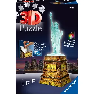 Afbeelding van Ravensburger Statue of Liberty Night Edition- 3D puzzel gebouw - 108 stukjes