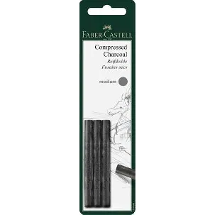 Afbeelding van Faber-Castell houtskool - Pitt Monochrome - geperst - medium - 3 stuks blister - FC-129999