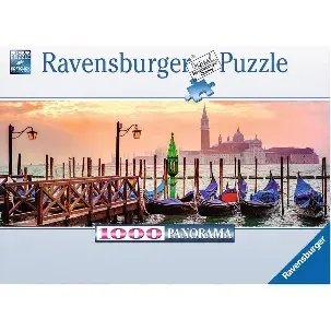 Afbeelding van Ravensburger puzzel Gondels in VenetiÃ« Panorama - Legpuzzel - 1000 stukjes