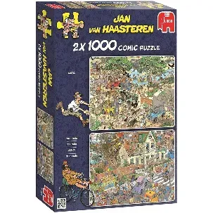 Afbeelding van Jan van Haasteren Safari & Storm 2-in-1 puzzel - 2 x 1000 stukjes