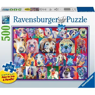 Afbeelding van Ravensburger puzzel Kleurrijke honden - Legpuzzel - 500 stukjes