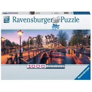 Afbeelding van Ravensburger Panorama Puzzel Avond in Amsterdam - Legpuzzel - 1000 stukjes