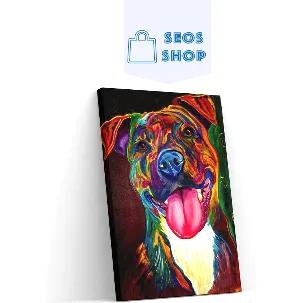 Afbeelding van SEOS Shop ® Diamond Painting Volwassenen - Diamond Painting Kinderen - Diamond Painting Pakket Volledig - Gekleurde Stafford Hond - 25x30 cm