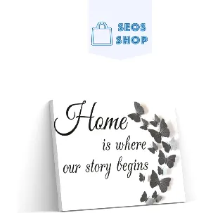 Afbeelding van SEOS Shop ® Diamond Painting Volwassenen - Diamond Painting Kinderen - Diamond Painting Pakket Volledig - Home is where our Story begins - 30x25 cm