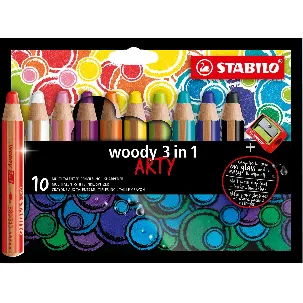 Afbeelding van STABILO Woody 3 in 1 - Multi Talent Kleurpotlood - ARTY Etui Met 10 Kleuren + Puntenslijper