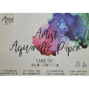 Afbeelding van 20 x A4 Aquarel papier 300GSM 21x29.7 cm - Aquarelpapier 20 vel in bloknote