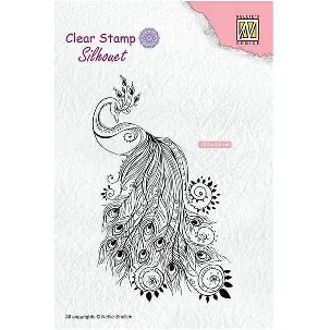 Afbeelding van SIL044 Clear stamp Nellie Snellen - silhouet stempel Peacock - pauw - 1 stuks 10,5 x 6,4 cm