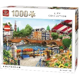 Afbeelding van King Puzzel 1000 Stukjes (68 x 49 cm) - Amsterdam - Legpuzzel Steden - Volwassenen