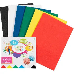 Afbeelding van Crepe papier pakket | 50 x 250 cm | 6 x | 6 verschillende kleuren | knutselen voor kinderen