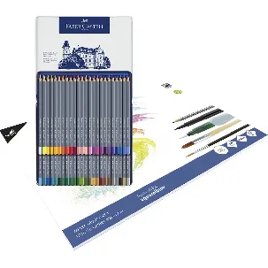 Afbeelding van Faber-Castell aquarelpotloden - Goldfaber - blik met 48 stuks - met GRATIS blok aquarelpapier - WS-FC-114648