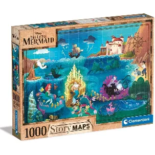 Afbeelding van Clementoni - Puzzel 1000 Stukjes Disney Maps Little Mermaid, Puzzel Voor Volwassenen en Kinderen, 14-99 jaar, 39664