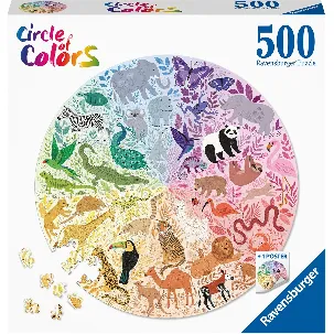 Afbeelding van Ravensburger Round puzzle Circle of colors Animals - Legpuzzel - 500 stukjes