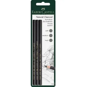 Afbeelding van Faber-Castell houtskool potloden - Pitt Monochrome - 3 stuks op blister - FC-117498