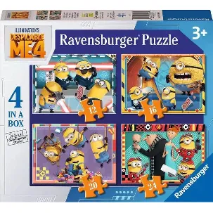 Afbeelding van Ravensburger Despicable Me 4 4in1box puzzel - 12+16+20+24 stukjes - kinderpuzzel