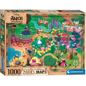 Afbeelding van Clementoni - Puzzel 1000 Stukjes - Disney Maps Alice - Puzzel Voor Volwassenen en Kinderen - 14-99 jaar