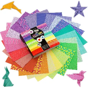 Afbeelding van Craft Sensations Origami Papier XXL Set - 408-delig - Inclusief 10 Vouwvoorbeelden - Formaat Origami Papier 15x15 cm - Origami Boeken - 70grams papier