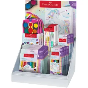 Afbeelding van Faber Castell Unicorn Faber Castell display gevuld met: Colourgrip kleurpotloden diverse sets - penselen in pastelkleur en