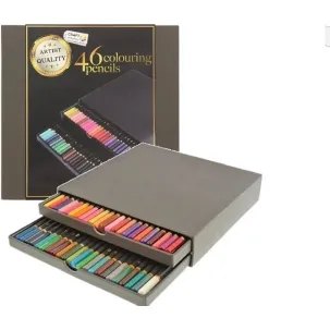 Afbeelding van 46 Professionele Kleurpotloden in luxe Opbergdoos Met Puntenslijper | Coloured Pencils | Potlood Met Zachte Punt | Optimale Kleurafgifte | Kleuren | Tekenen | Inkleuren