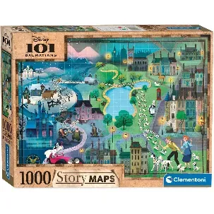 Afbeelding van Clementoni - Puzzel 1000 Stukjes Disney Maps 101 Dalmatians, Puzzel Voor Volwassenen en Kinderen, 14-99 jaar, 39665