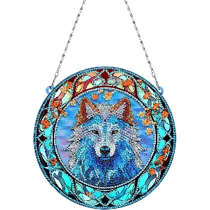 Afbeelding van Adorzy Diamond Painting Zonnevanger Wolf - Diamond Painting Volwassenen – Diamond Painting Volledig Pakket - Diamond Painting Wolf