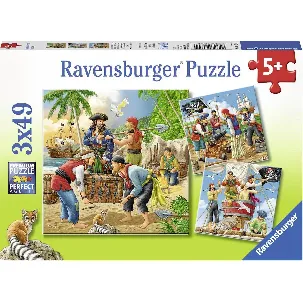 Afbeelding van Ravensburger puzzel Avonturen op zee - Drie puzzels van 49 stukjes - kinderpuzzel