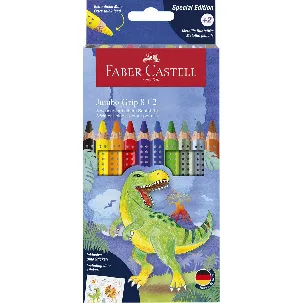 Afbeelding van Faber-Castell kleurpotloden - Jumbo Grip Dino - 8 colourgrip + 2 metallic grip - met stickers - FC-110922