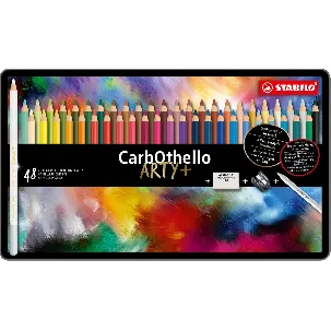 Afbeelding van STABILO CarbOthello - Kalkpastel Kleurpotloden - Metalen Etui - 48 Kleuren - Speciale Puntenslijper - Kneedgum En Doezelaar